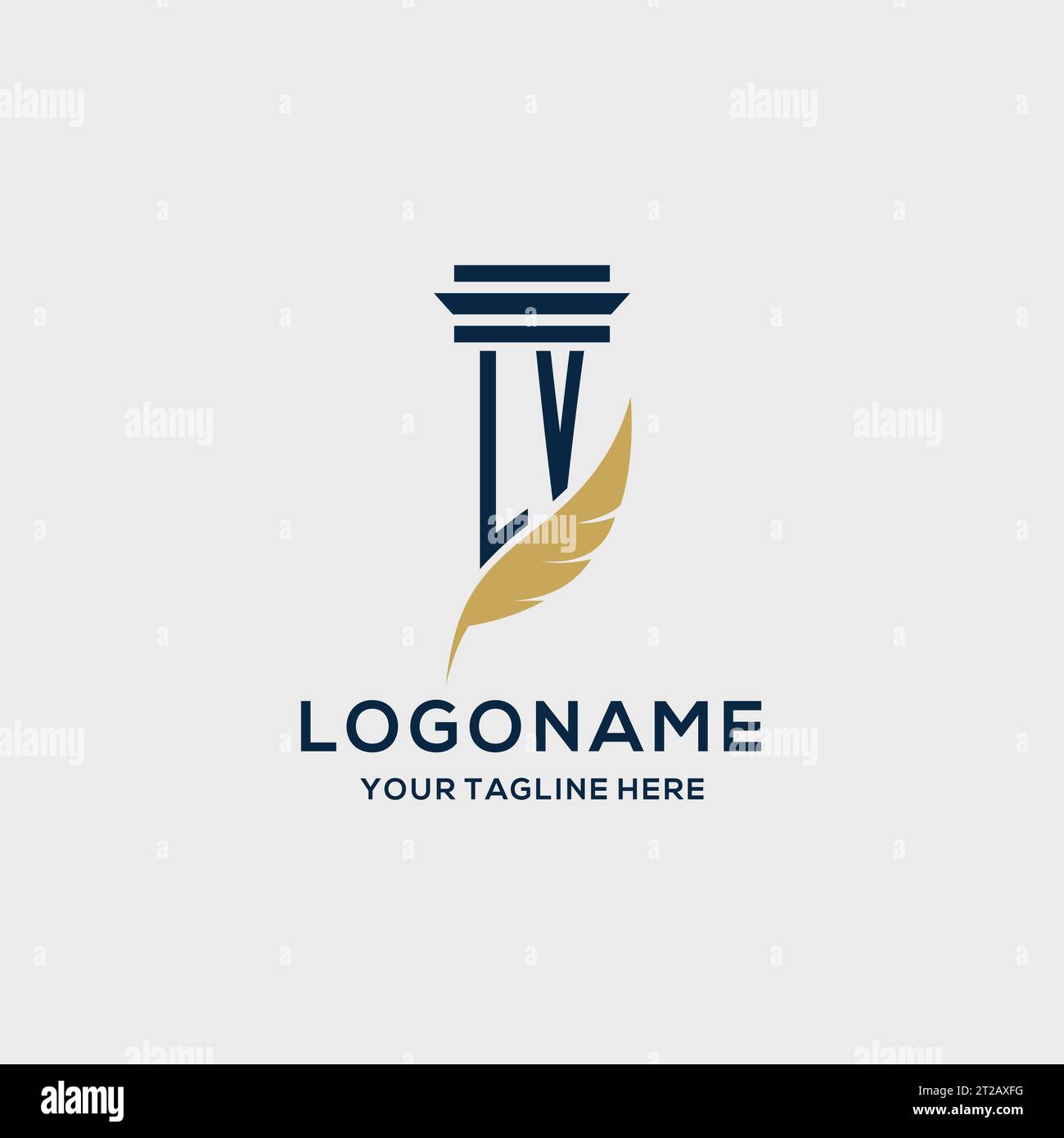LV monogram initial logo with pillar and feather design, law firm logo ...