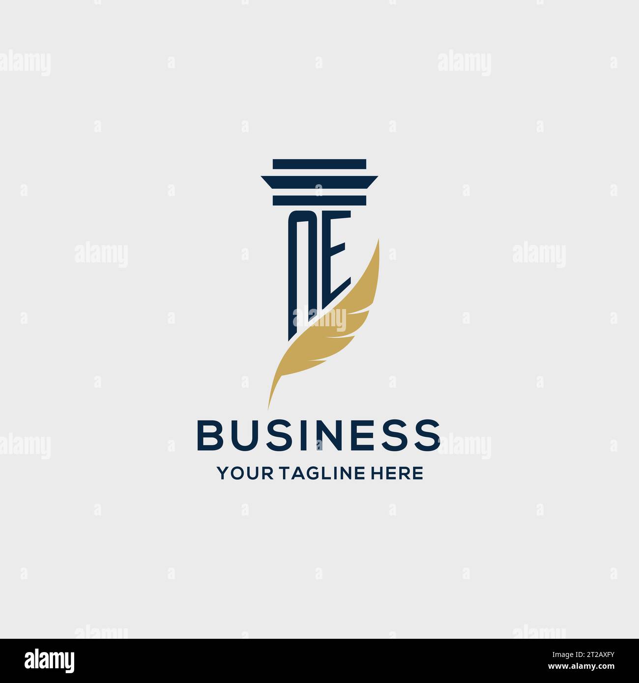 NE monogram initial logo with pillar and feather design, law firm logo inspiration Stock Vector