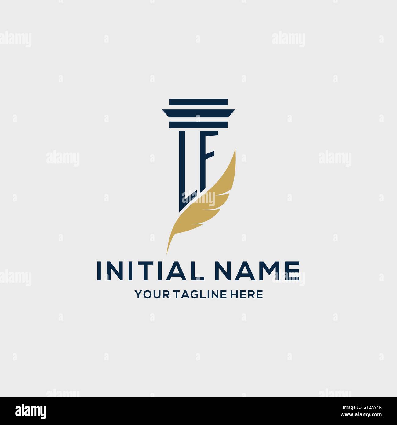 LF monogram initial logo with pillar and feather design, law firm logo ...