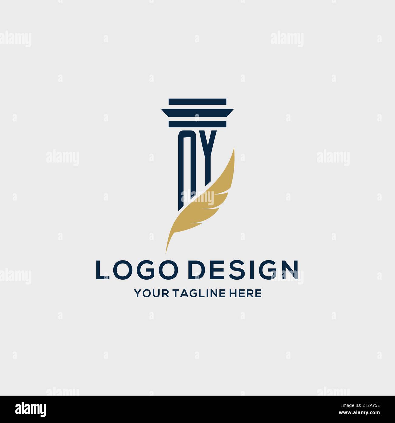 NY monogram initial logo with pillar and feather design, law firm logo ...