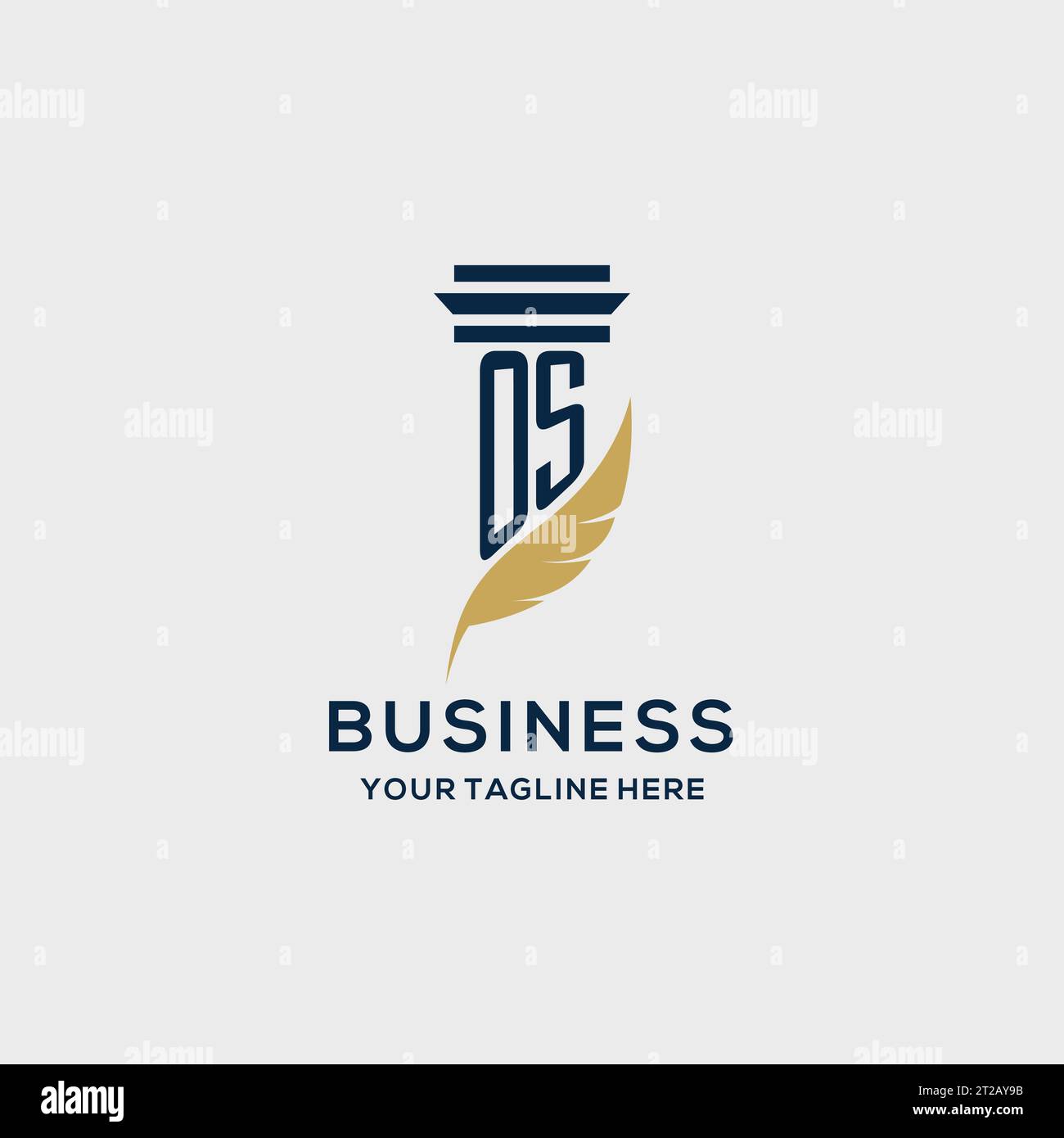OS monogram initial logo with pillar and feather design, law firm logo inspiration Stock Vector