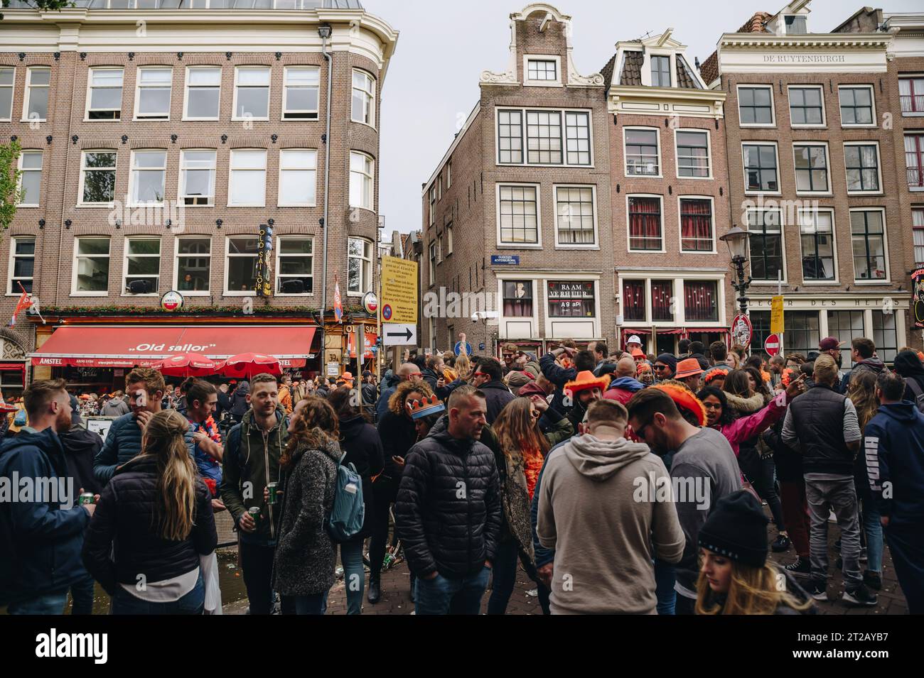 King's Day (Dutch: Koningsdag) celebration in Red Light District ...