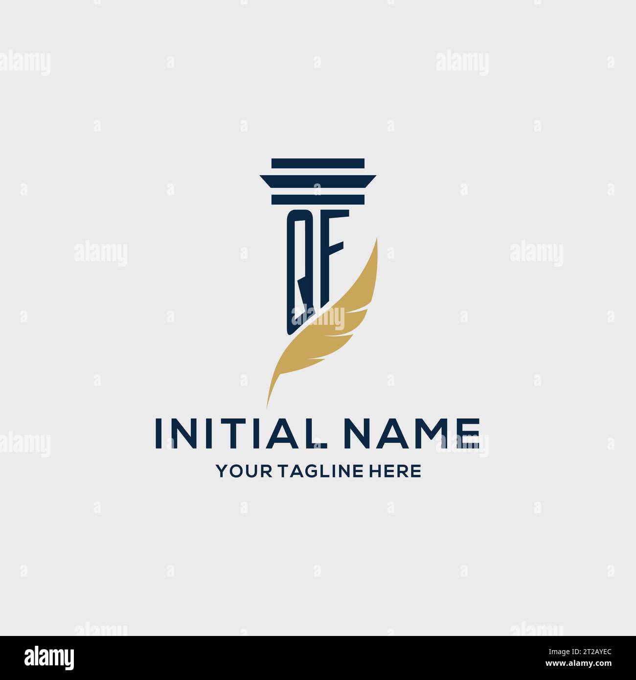 QF monogram initial logo with pillar and feather design, law firm logo ...