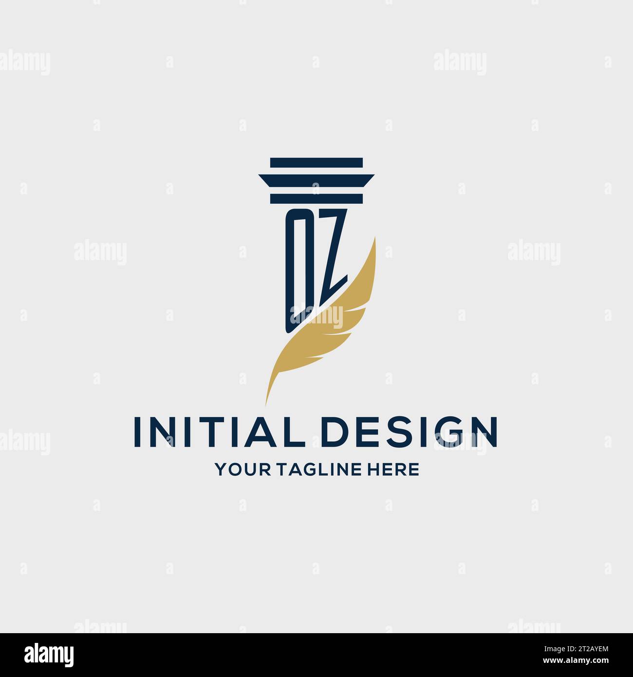 OZ monogram initial logo with pillar and feather design, law firm logo ...