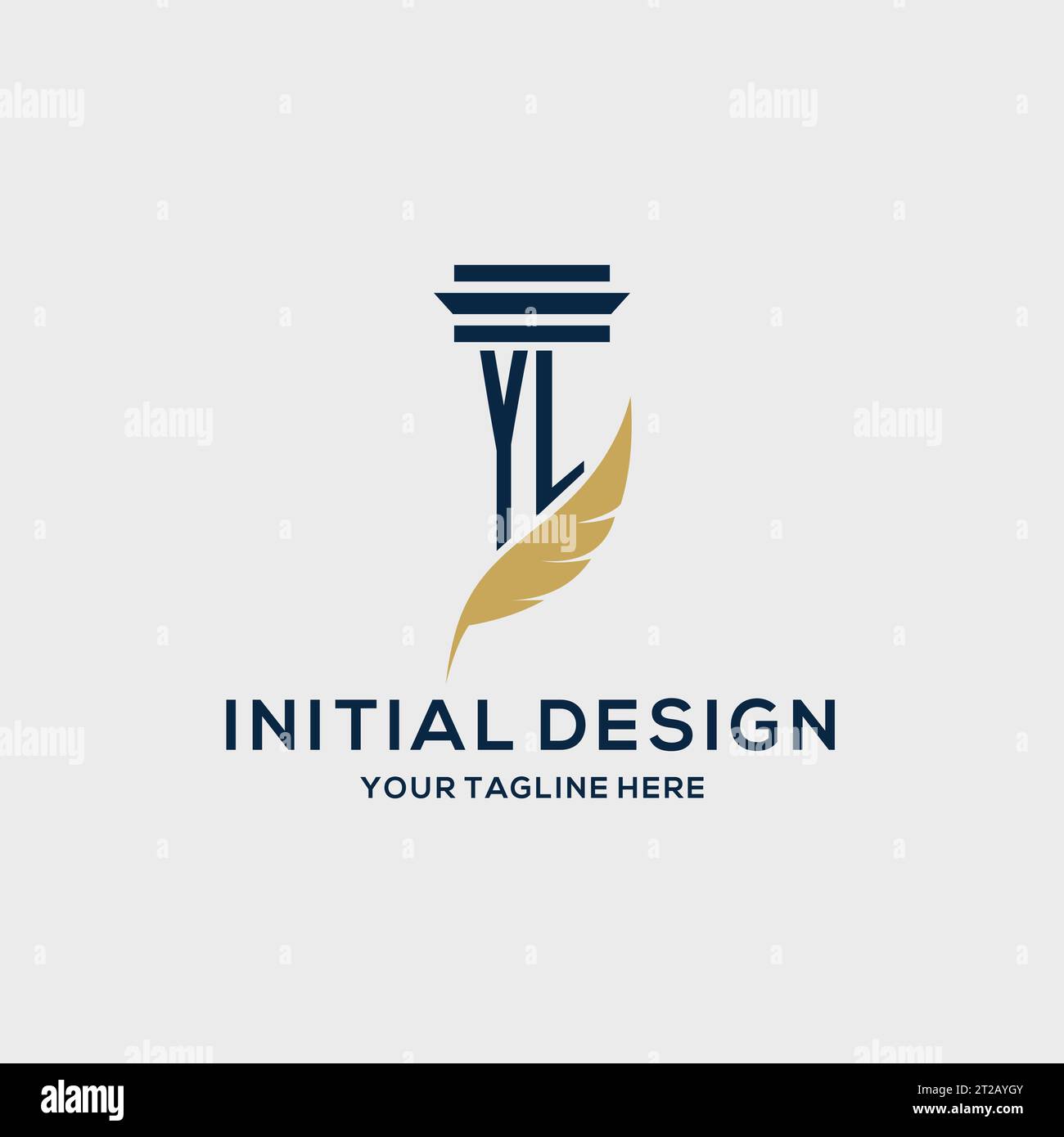 YL monogram initial logo with pillar and feather design, law firm logo ...