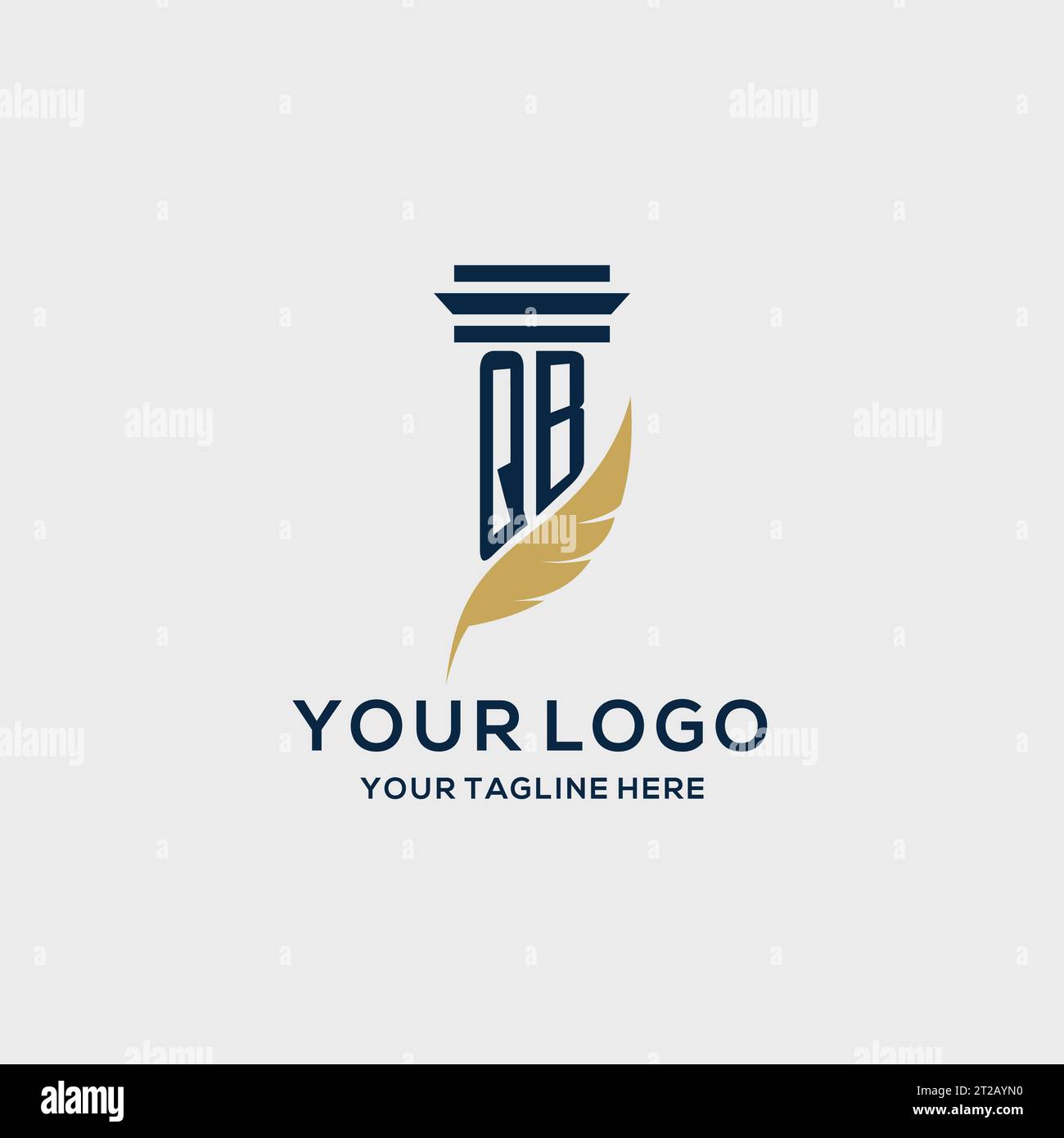 QB monogram initial logo with pillar and feather design, law firm logo ...