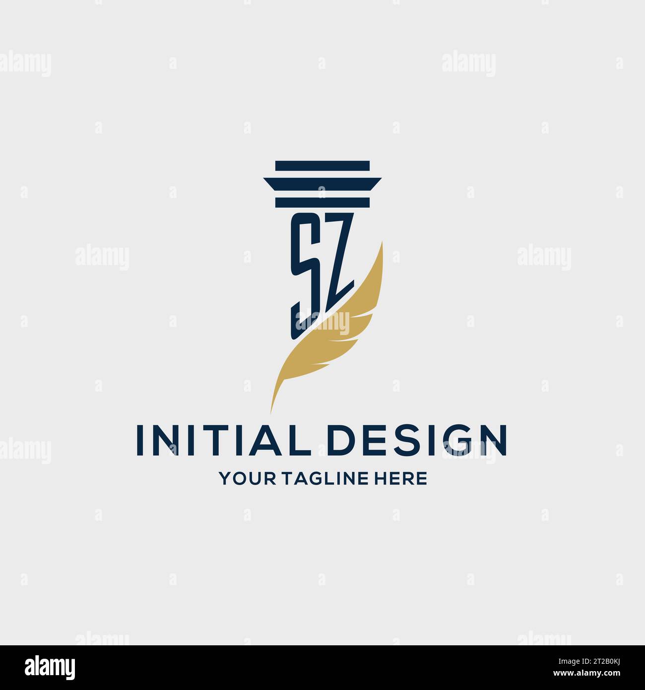 SZ monogram initial logo with pillar and feather design, law firm logo ...