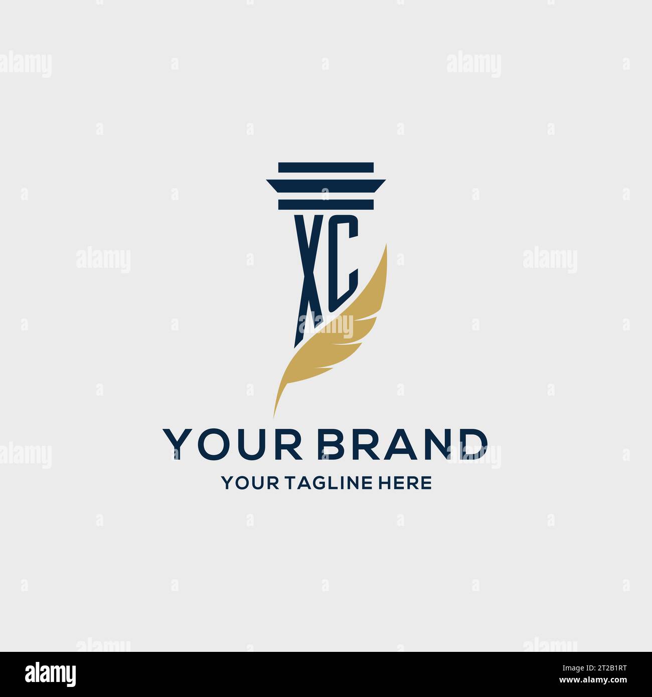 XC monogram initial logo with pillar and feather design, law firm logo ...