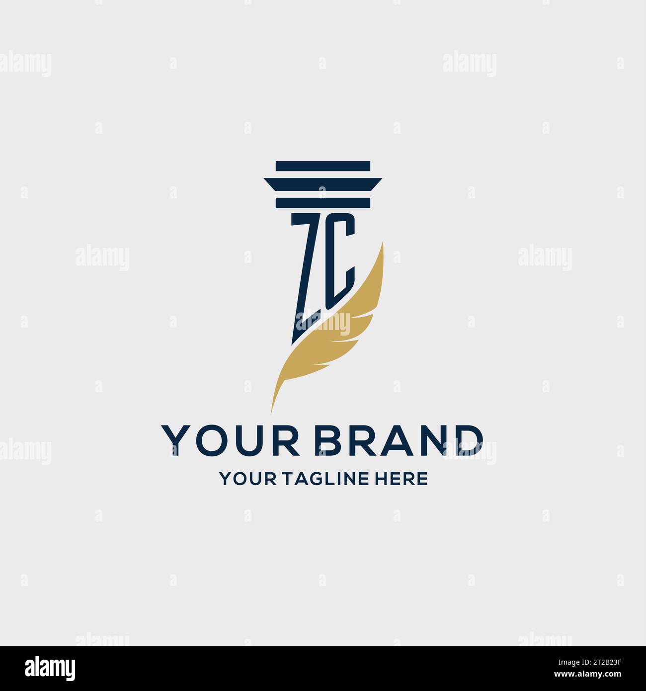 ZC monogram initial logo with pillar and feather design, law firm logo inspiration Stock Vector