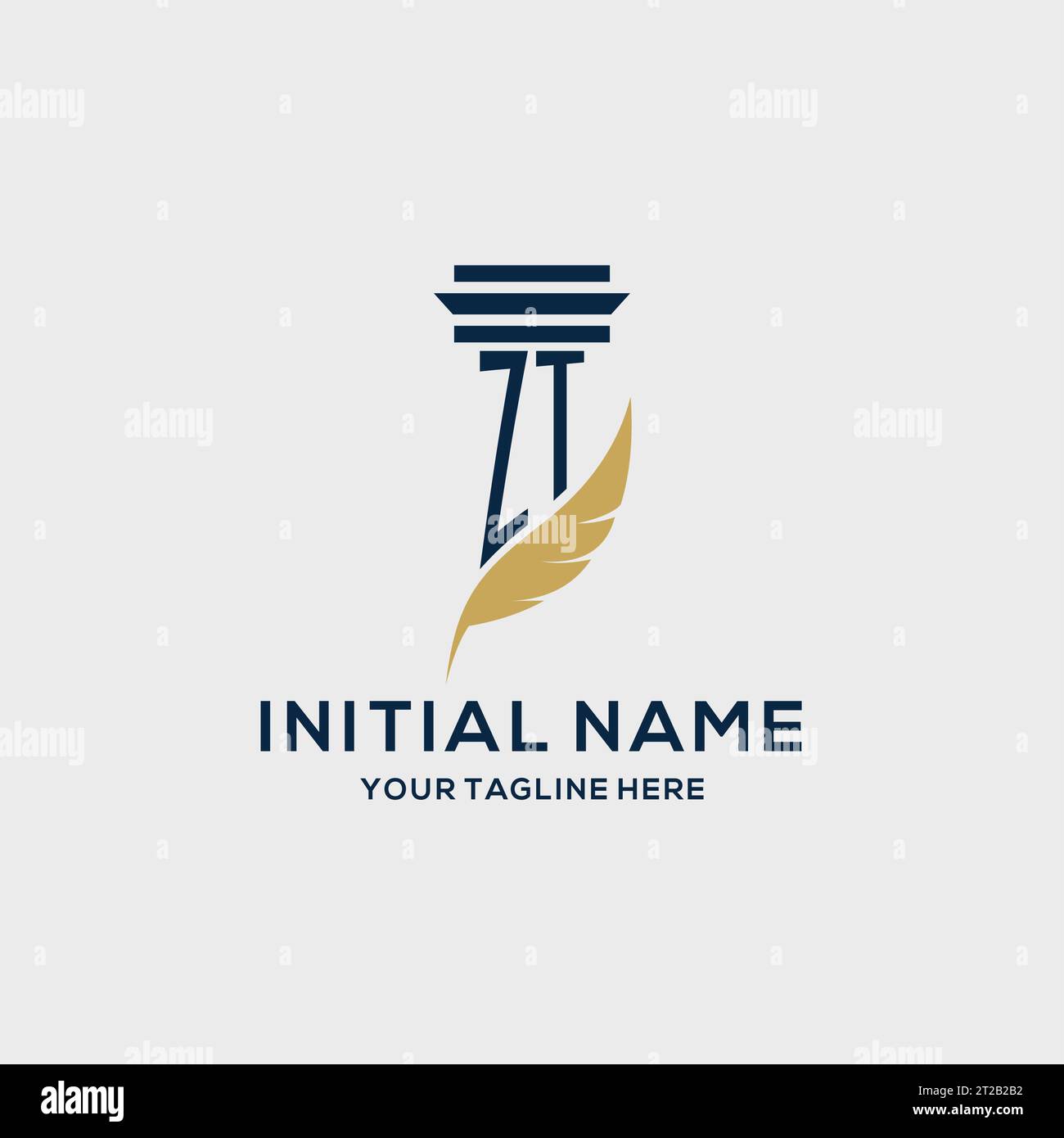 ZT monogram initial logo with pillar and feather design, law firm logo ...