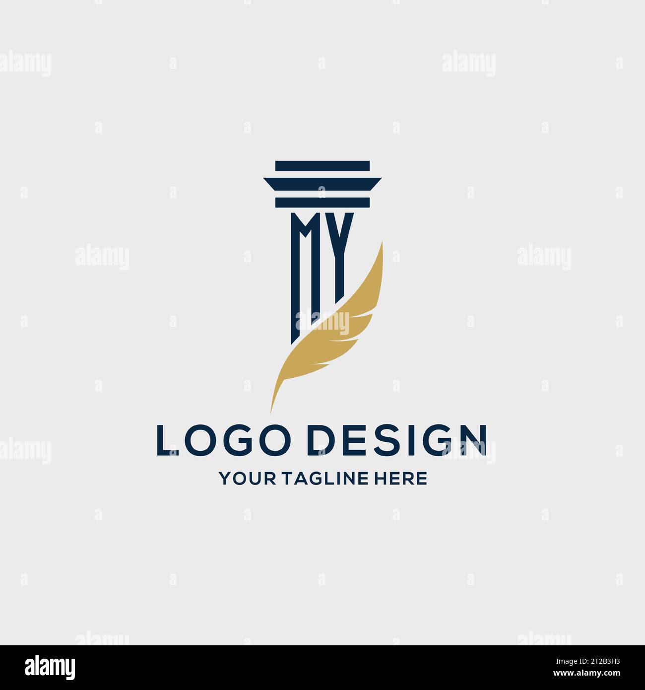 MY monogram initial logo with pillar and feather design, law firm logo ...