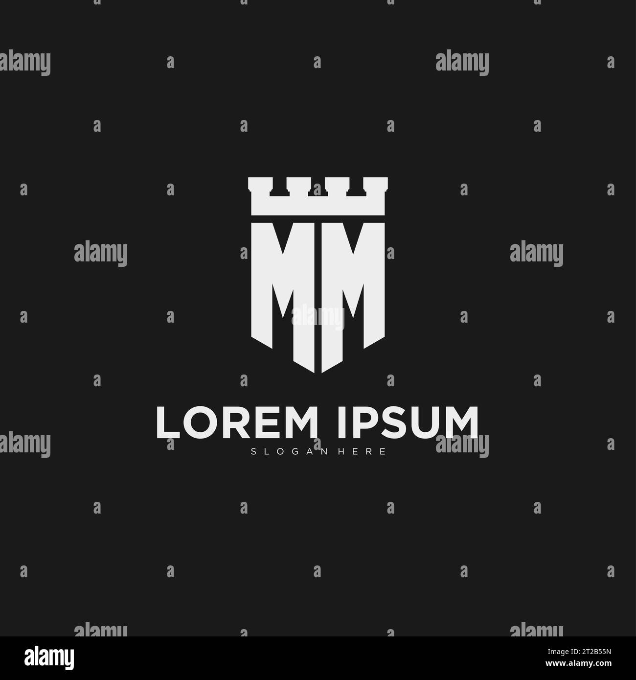 Mm monogram logo with shield and crown style Vector Image