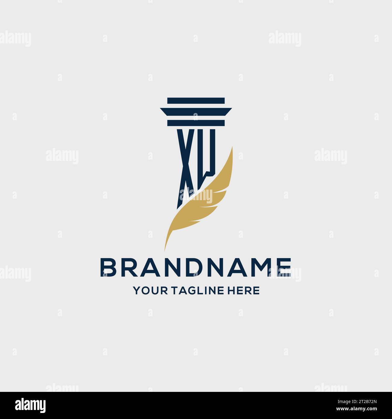 XW monogram initial logo with pillar and feather design, law firm logo inspiration Stock Vector