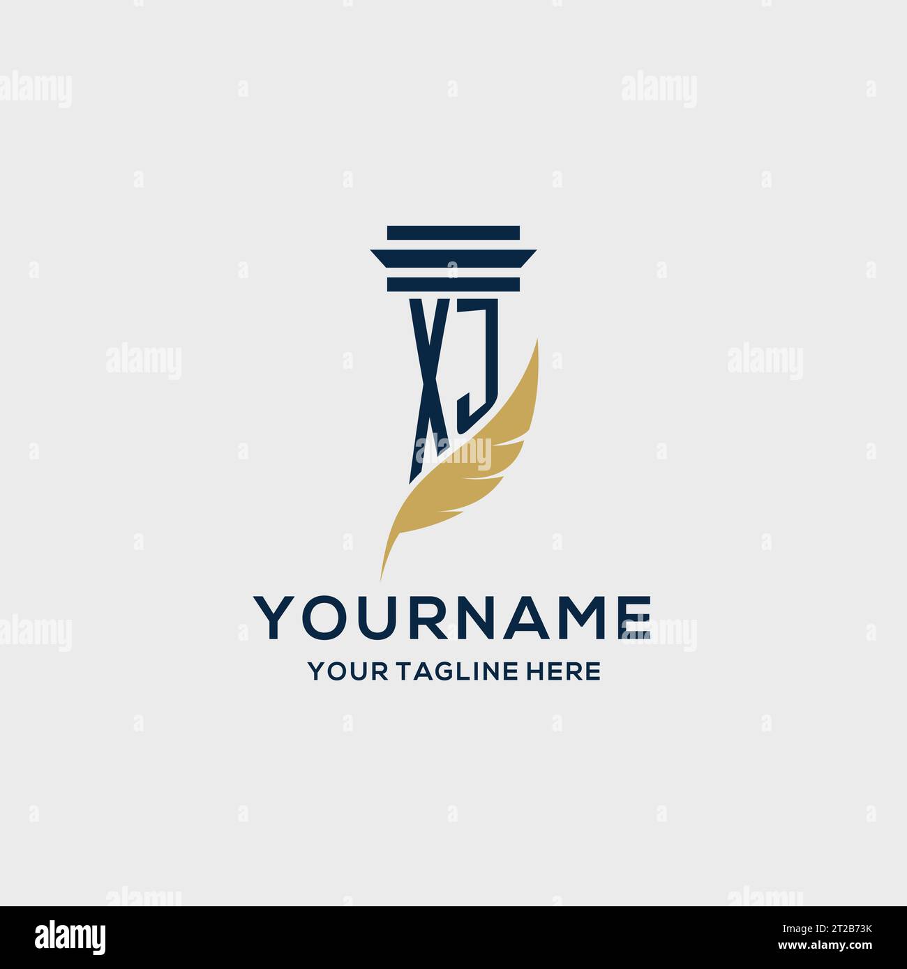 XJ monogram initial logo with pillar and feather design, law firm logo ...