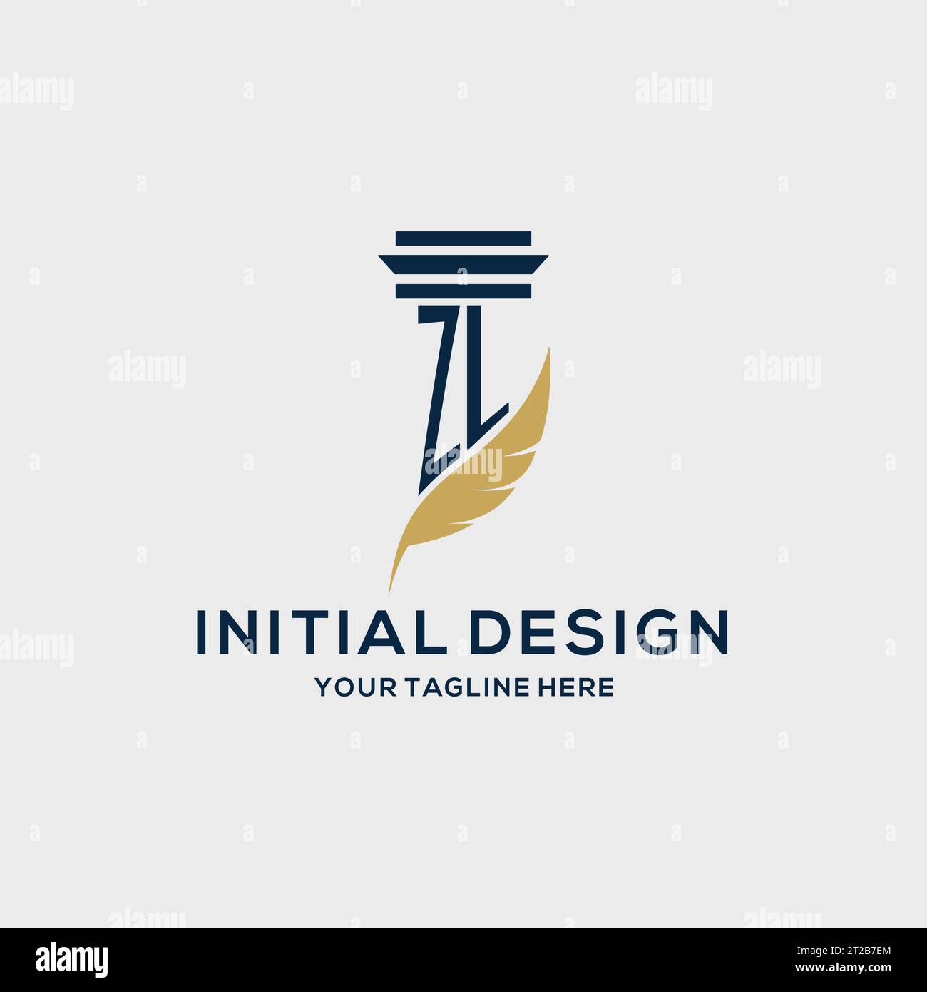 ZL monogram initial logo with pillar and feather design, law firm logo ...