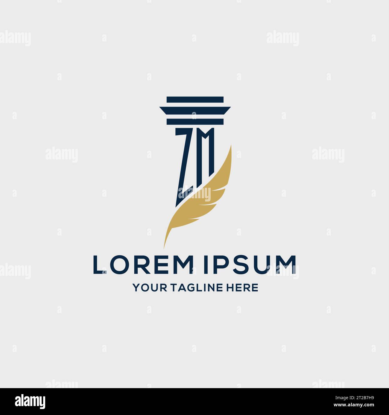 ZM monogram initial logo with pillar and feather design, law firm logo ...