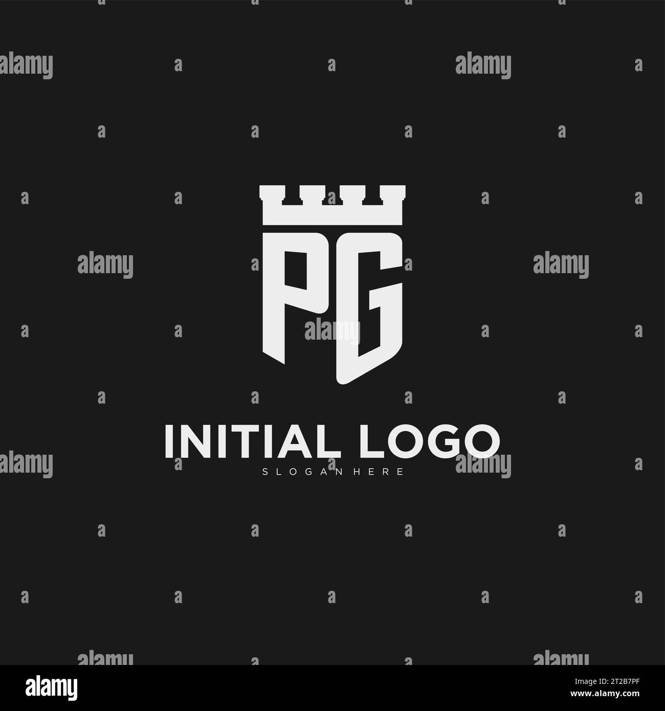 Pg Initails Vintage monogram and shield Black and White Stock Photos & Images - Alamy