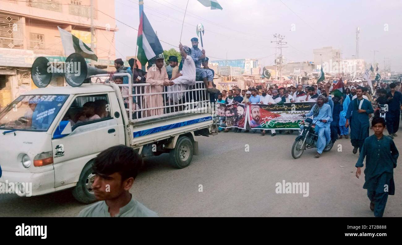 Members of Jam Community Group are holding protest demonstration against Israeli cruel and inhumane acts and express unity with the innocent people of Palestine, held in Hub on Wednesday, October 18, 2023. Stock Photo