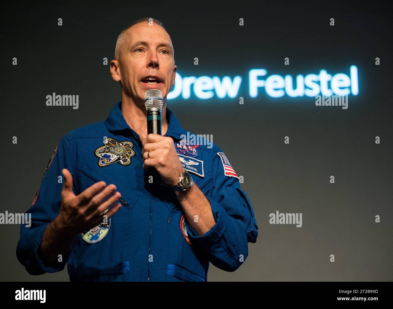 Earth Information Center Student Engagement Event. Former astronaut Drew Feustel provides remarks during the Earth Information Student Engagement event at the Mary W. Jackson NASA Headquarters building, Friday, Sept. 29, 2023, in Washington. Stock Photo