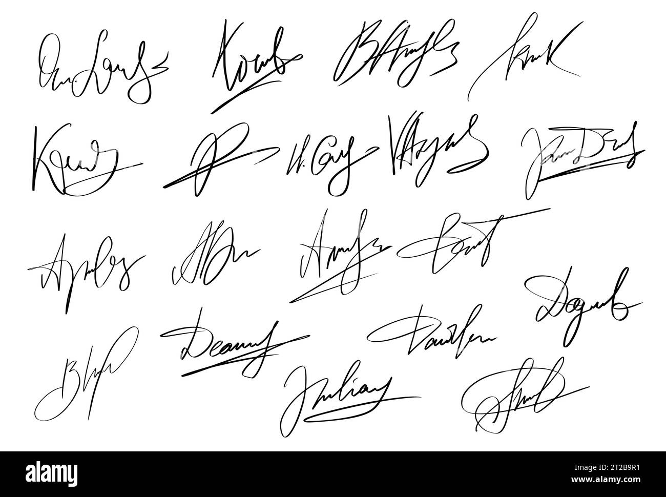 Handwriting Autograph set. Personal fictitious signature calligraphy ...