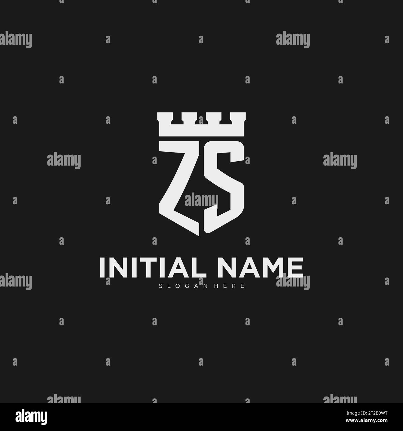 Initials ZS logo monogram with shield and fortress design vector ...