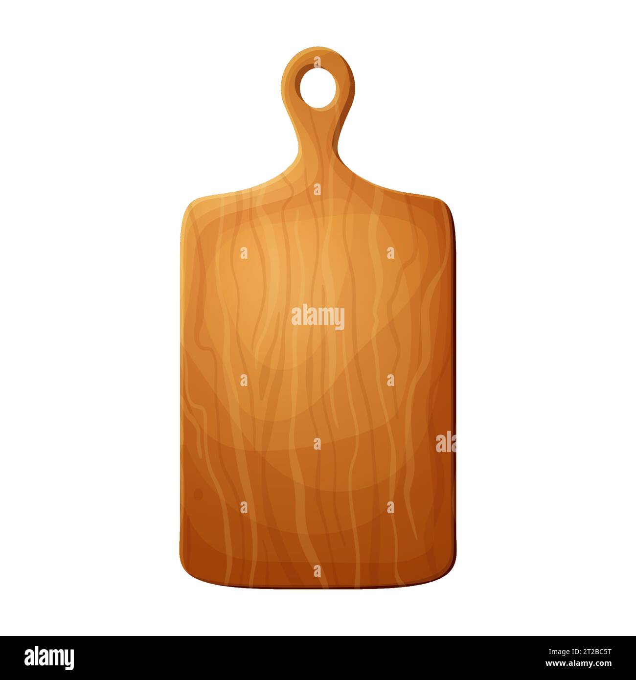 Cutting wooden board for chop, pizza and meat. Kitchen cartoon old