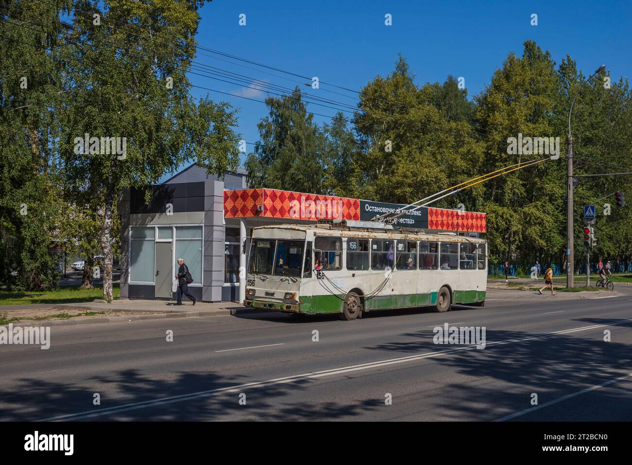 9.07.2019. Russia, Vologda. Trolleybus Skoda 14tr. Stock Photo