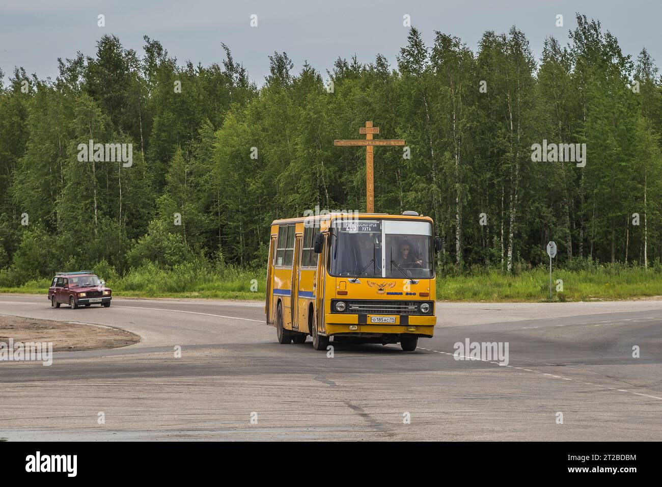 Neon lights around an ikarus 260 bus