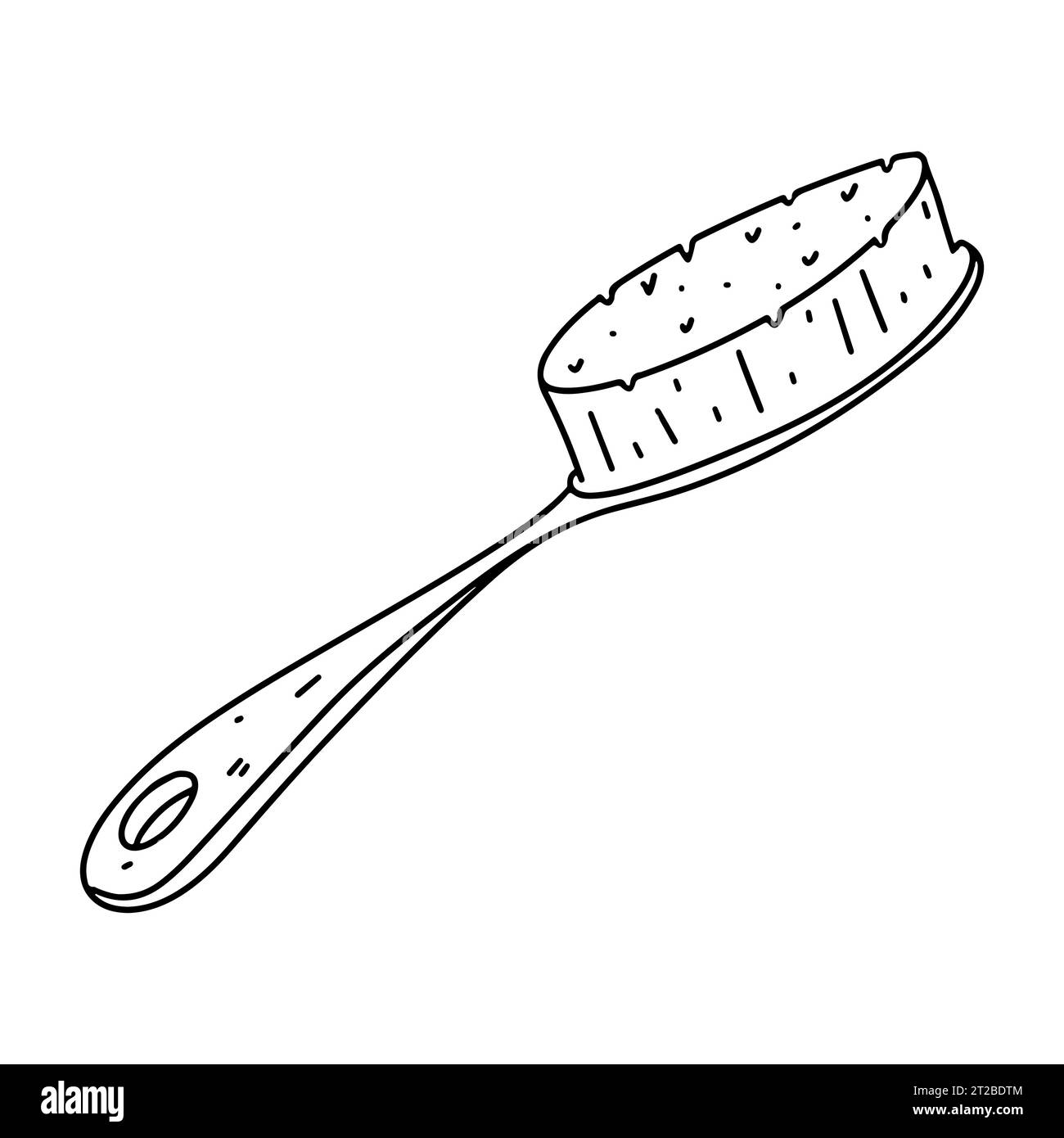 Bath brush. Hand drawn doodle style. Vector illustration isolated on white. Coloring page Stock Vector