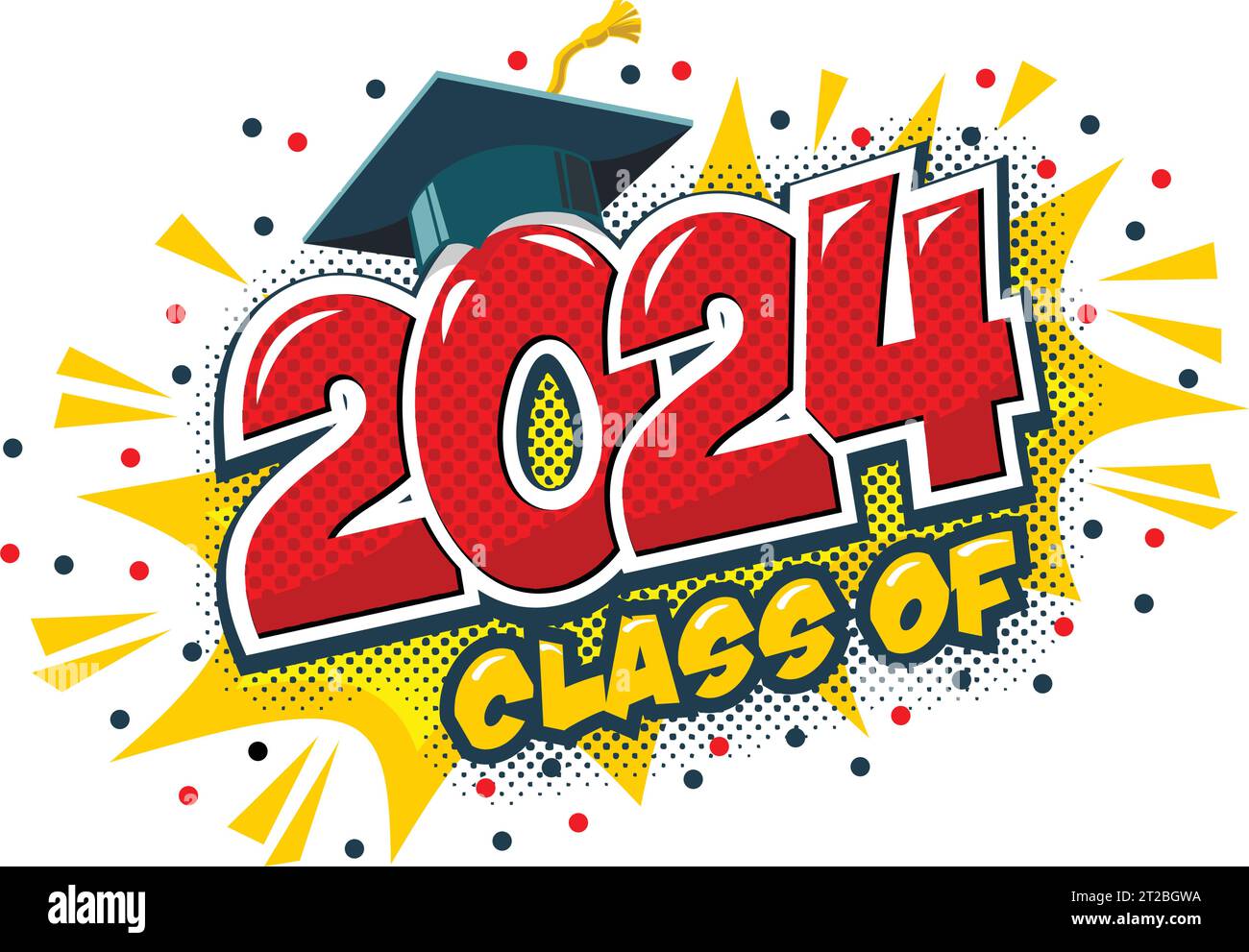2024 class graduate header. Decorate congratulation for school
