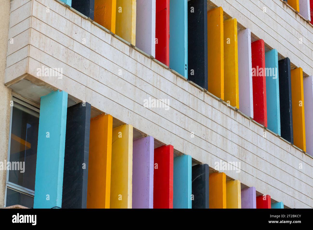 Architectural detail from the modernist, brutalist and eclectic Tel ...