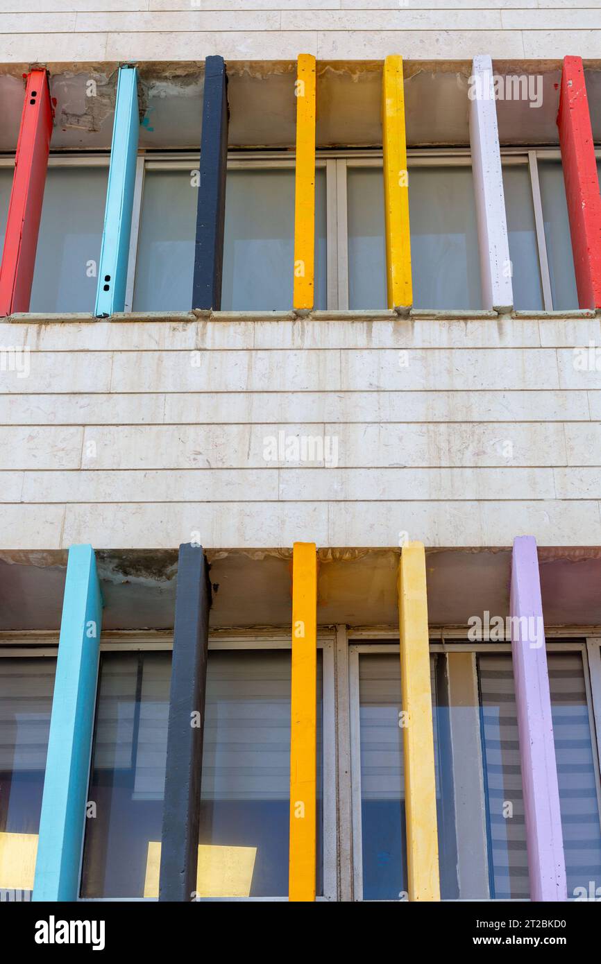 Architectural detail from the modernist, brutalist and eclectic Tel ...