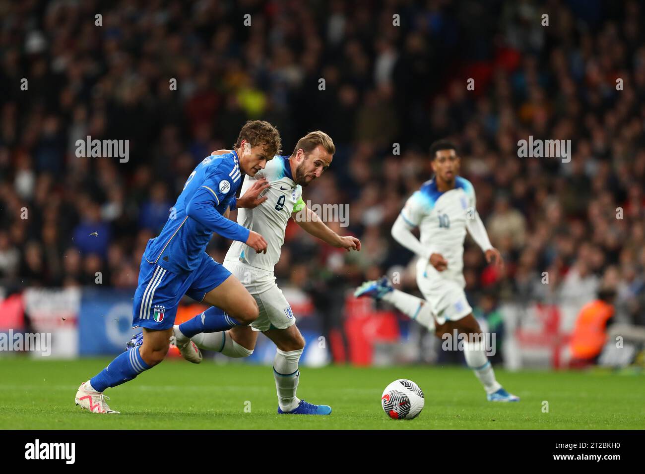 Harry Kane of England and Scalvini of Italy England v Italy