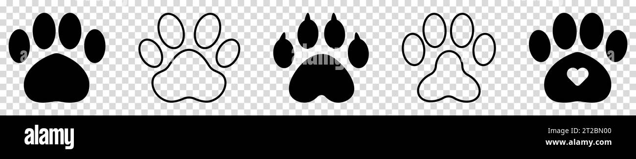 Dog or cat paw icons. Vector illustration isolated on transparent ...
