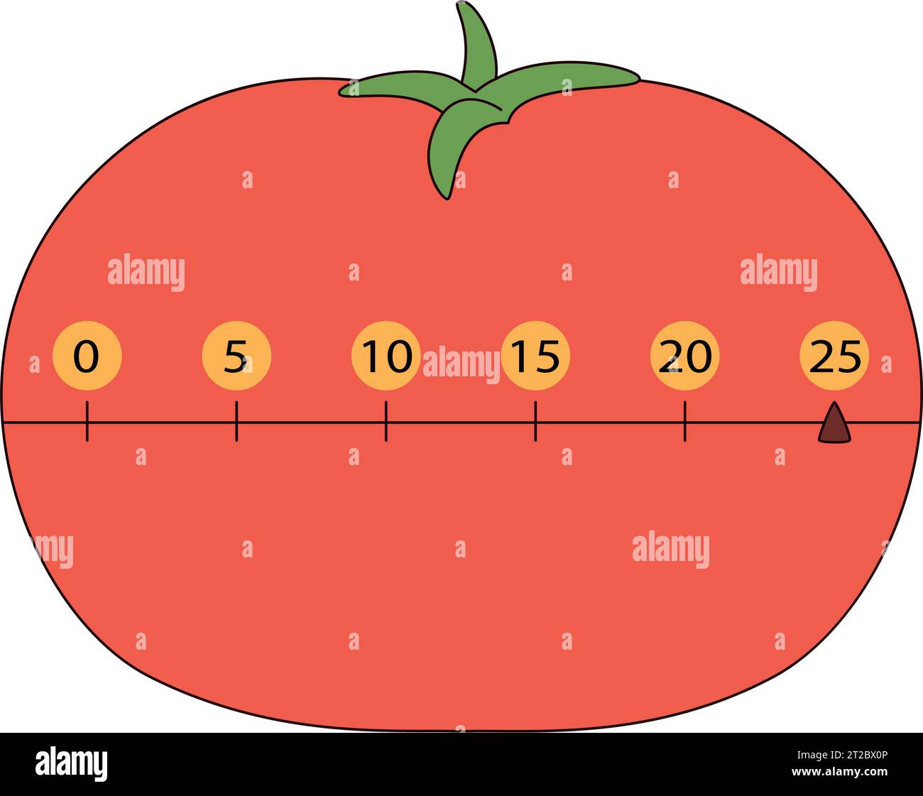 Timer Pomodoro Time Management. Mechanical clock timer for working, concentration, studying Stock Vector