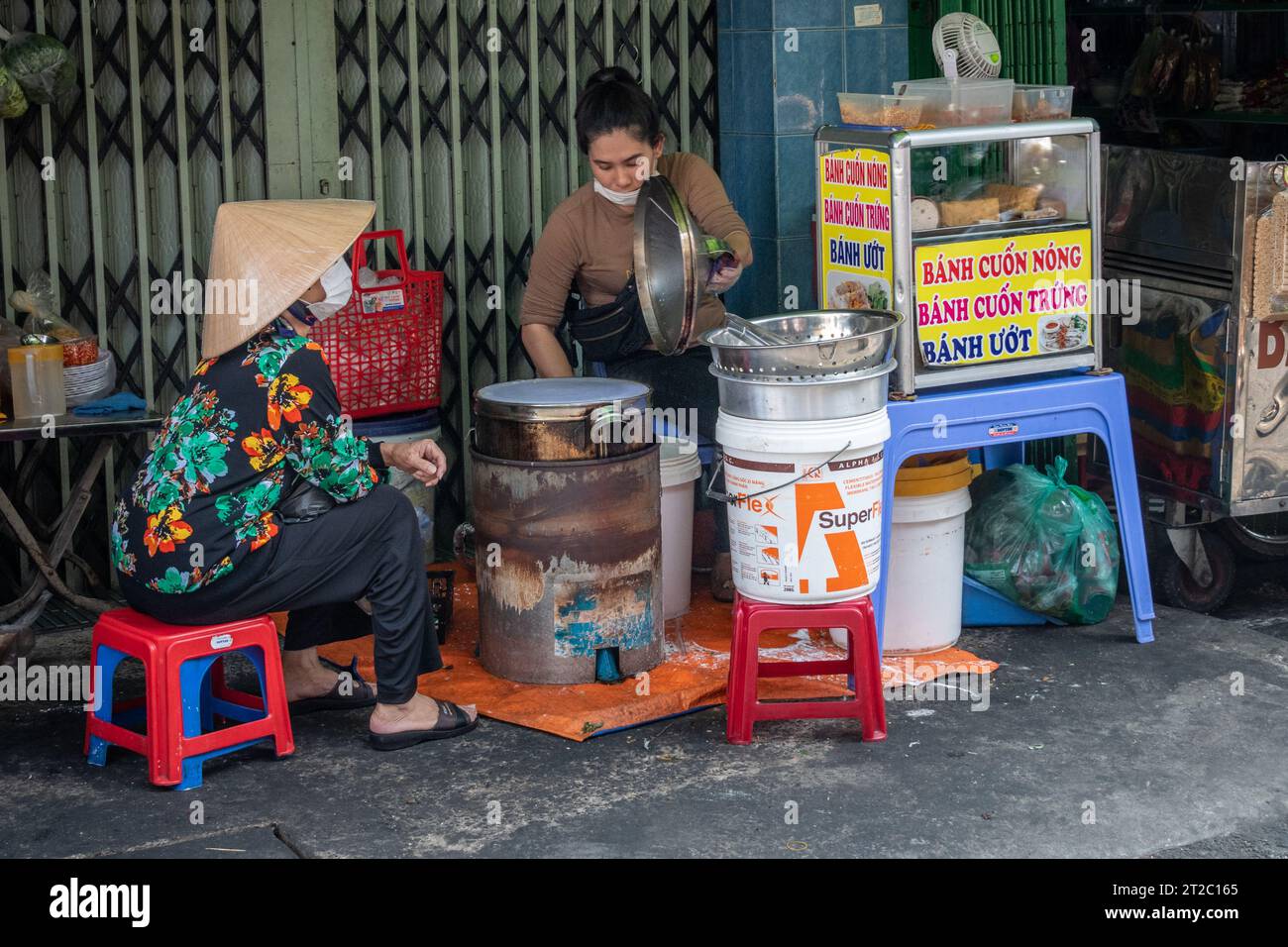 Street Food Vendor, Ho Chi Minh City, Vietnam Stock Photo