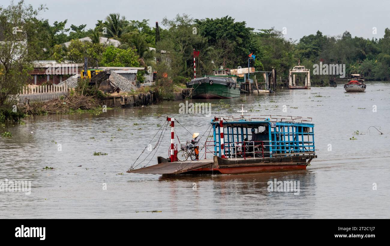 Ferry Boat on Mekong River Delta, Vietnam Stock Photo - Alamy