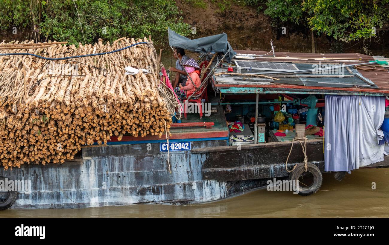 Boat on Mekong River Delta, Vietnam Stock Photo - Alamy