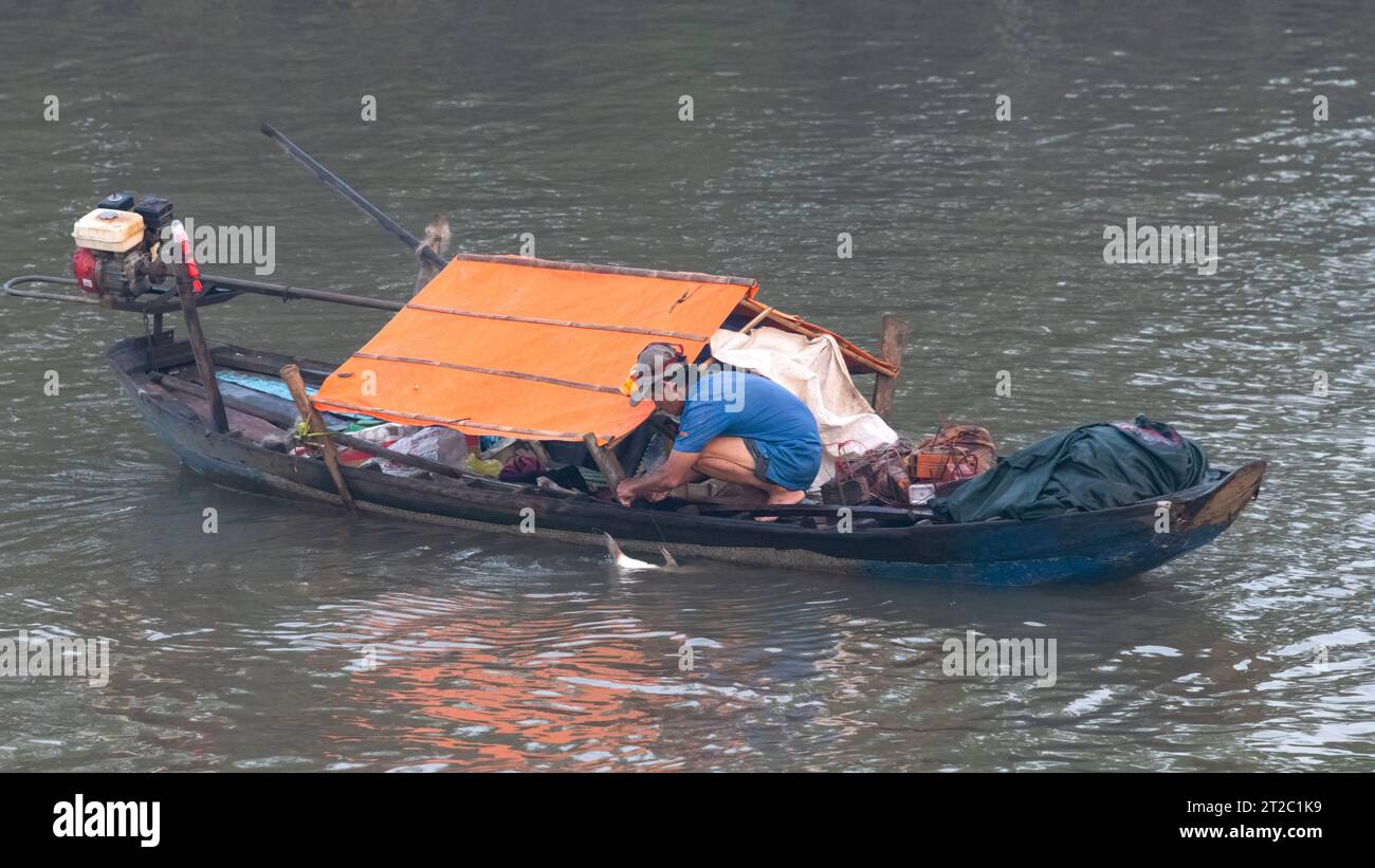 Fishing Boat on Mekong River Delta, Vietnam Stock Photo - Alamy
