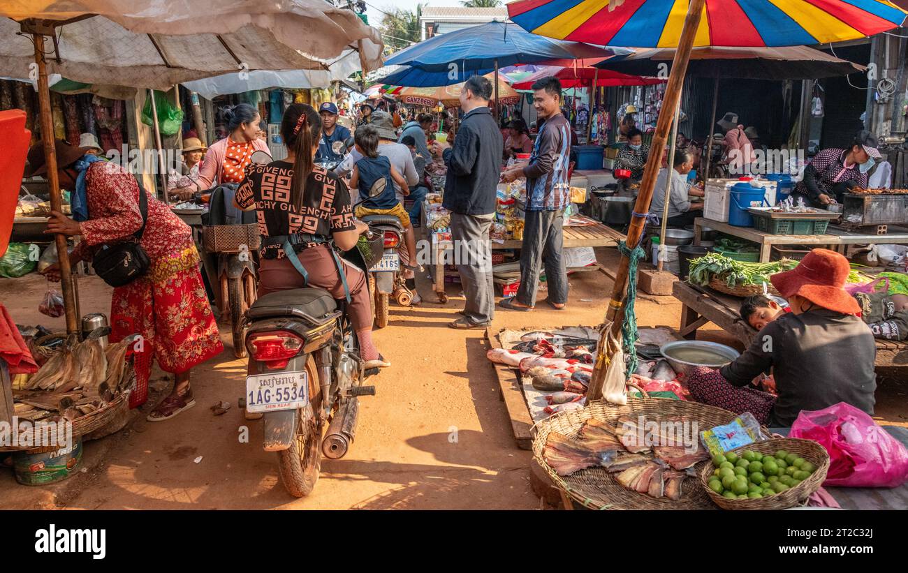 Local Market at Siem Reap, Cambodia Stock Photo
