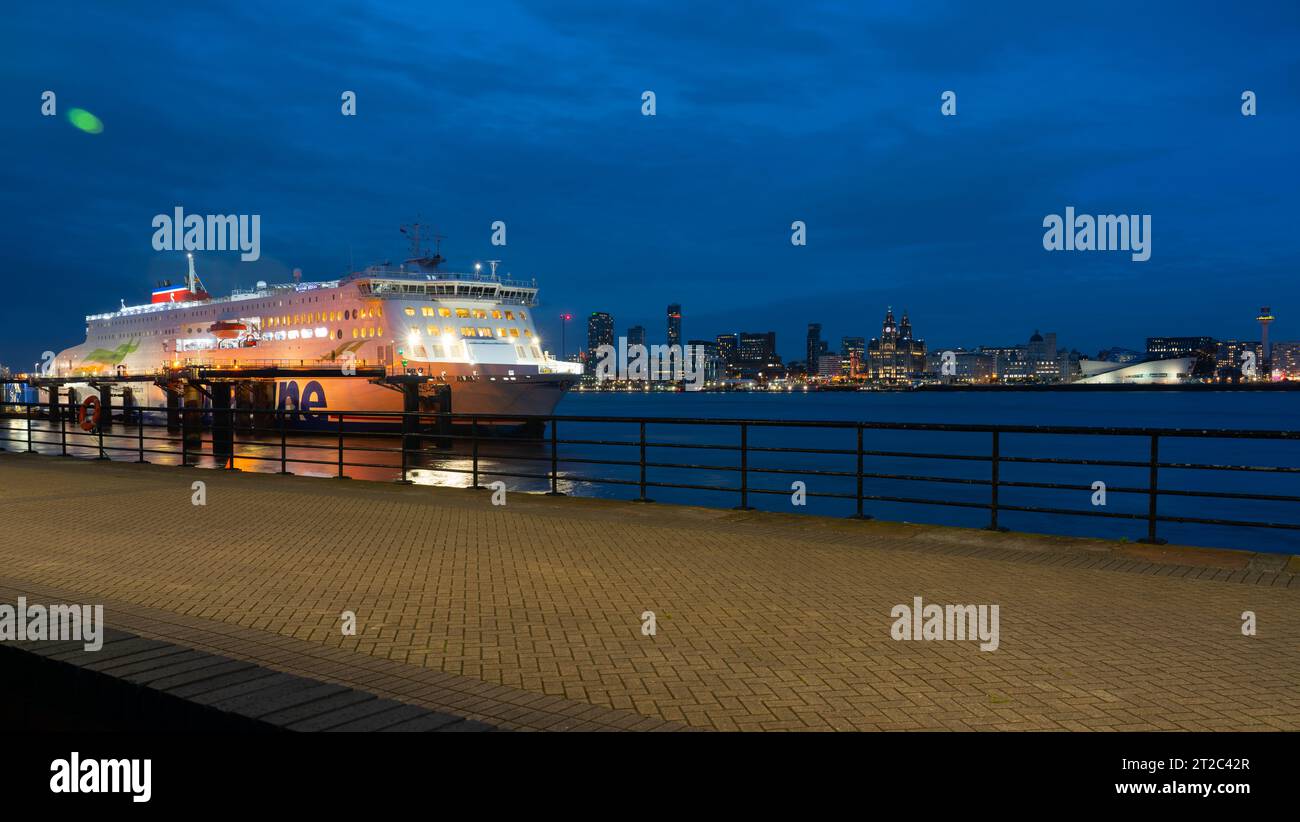 Stena Edda Ferry, at the Birkenhead Terminal on the river Mersey, getting ready for another trip to Belfast. Taken in October 2023. Stock Photo