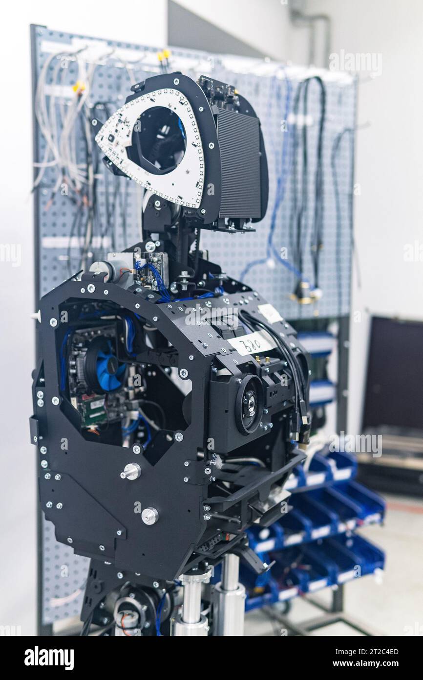 Perm, Russia - July 13, 2023: humanoid robot in the process of assembly ...