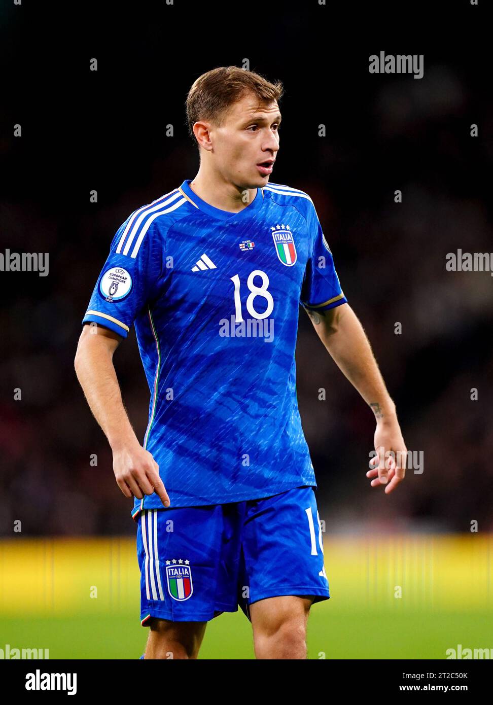 Italy’s Nicolo Barella during the UEFA Euro 2024 qualifying match at ...