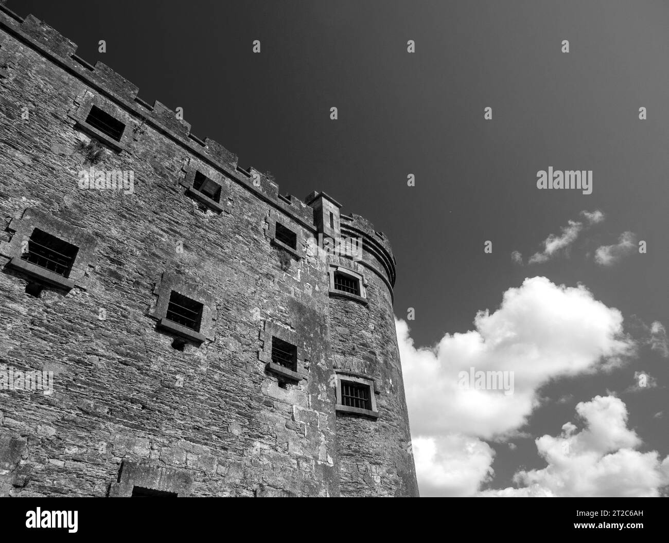 Old celtic castle tower walls, Cork City Gaol prison in Ireland. Fortress, citadel background