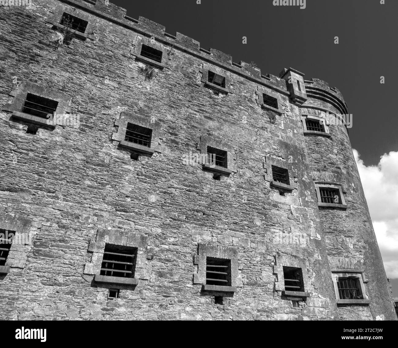 Old celtic castle tower walls, Cork City Gaol prison in Ireland. Fortress, citadel background