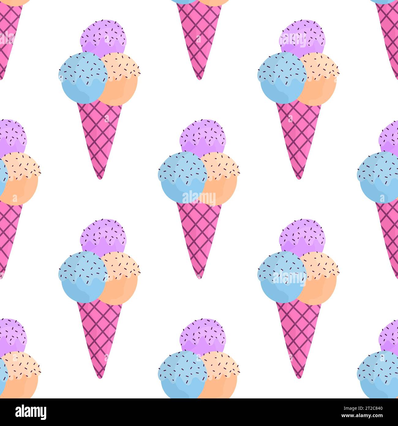 Summer cartoon seamless ice cream pattern for wallpaper and wrapping ...