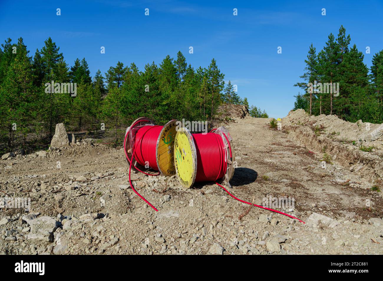Laying HighVoltage Cables Underground Through the Forest to Connect