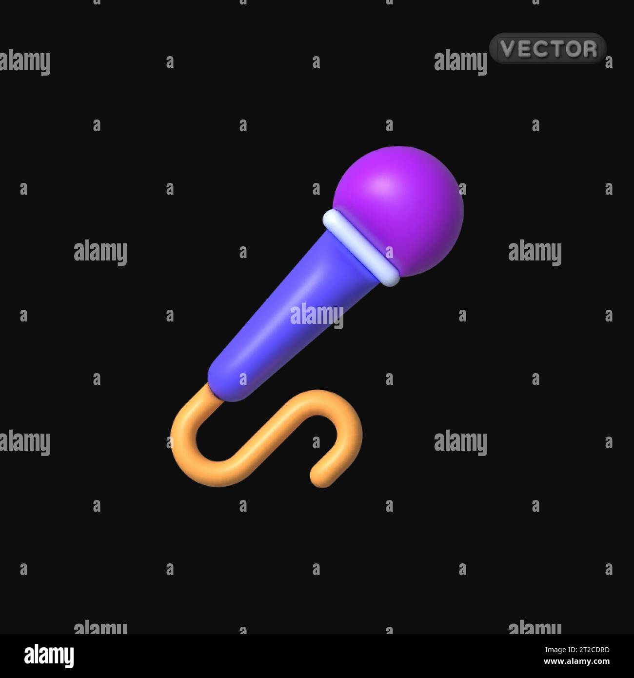 Microphone in 3d modern style on white background. Vector illustration Stock Vector