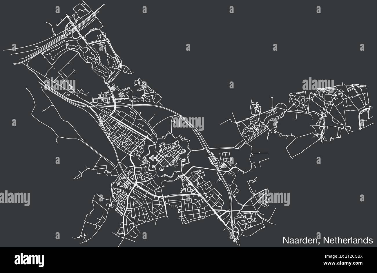 Street roads map of NAARDEN, NETHERLANDS Stock Vector