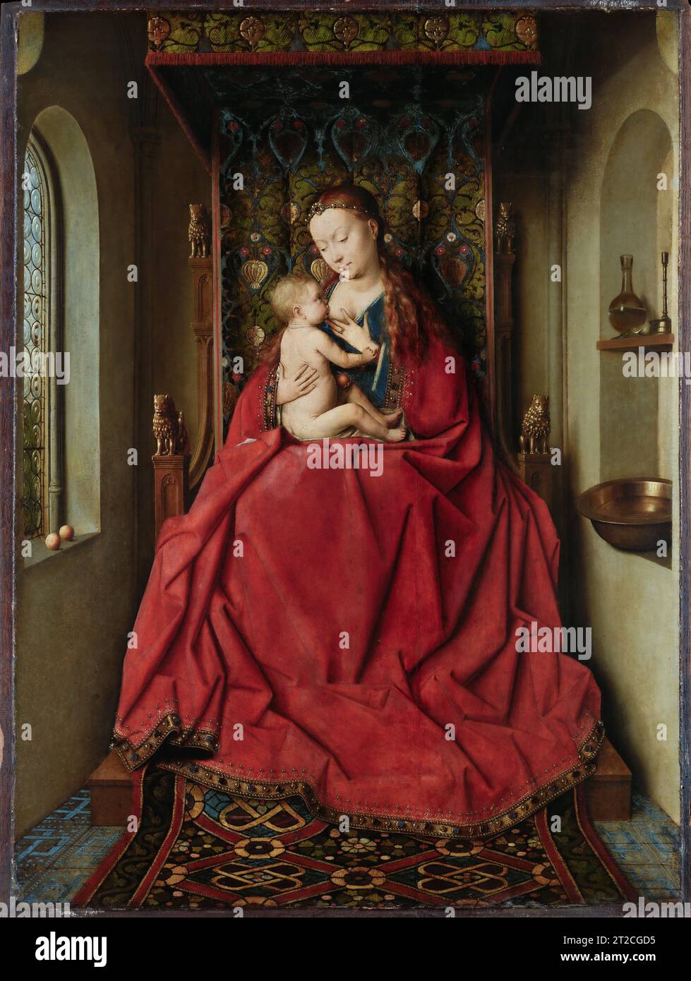 Jan van Eyck, Lucca Madonna, 1437, oil on canvas, Stadel Museum, Frankfurt am Main, Germany Stock Photo